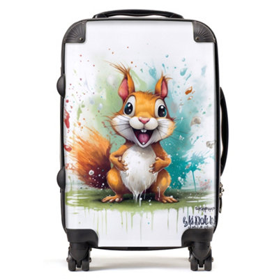 Warren Reed Designer Happy Splashart Squirrel SuitcaseCabin from B&Q