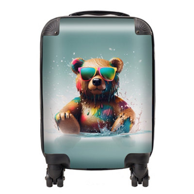 Warren Reed Designer Splashart Bear In Glasses SuitcaseSmall from B&Q