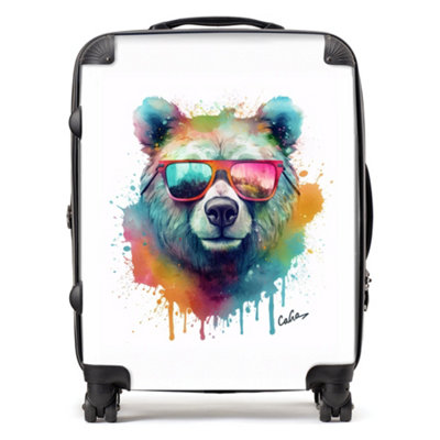 B&Q -  Splashart Colourful Bear In Glasses SuitcaseLarge