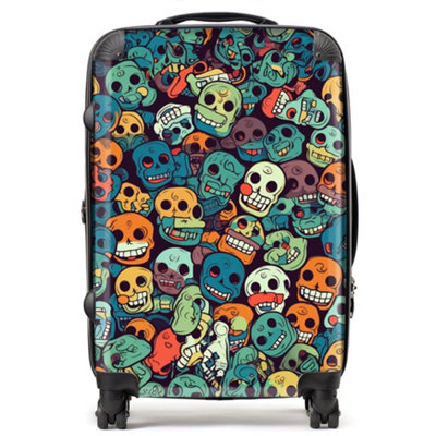 Warren Reed Designer Smiling Skulls Pattern Suitcase - Medium
