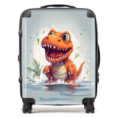 Warren Reed Designer Dino Having A Splash SuitcaseLarge from B&Q