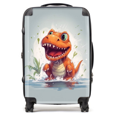 Warren Reed Designer Dino Having A Splash SuitcaseMedium from B&Q