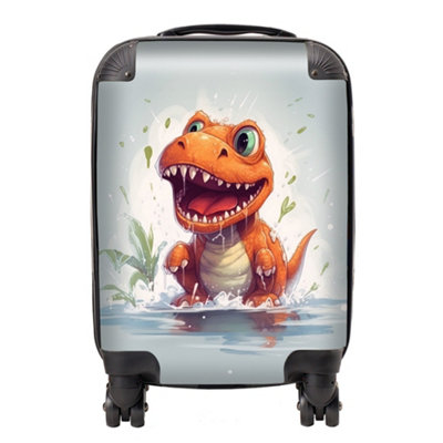 Warren Reed Designer Dino Having A Splash SuitcaseSmall from B&Q