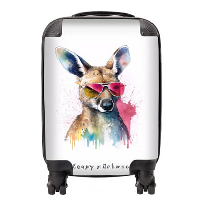Warren Reed Designer Wallaby In Pink Glasses SuitcaseSmall from B&Q