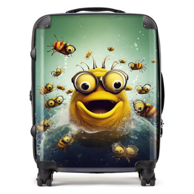 Warren Reed Designer Happy Worm And Bees Splashart SuitcaseLarge from B&Q