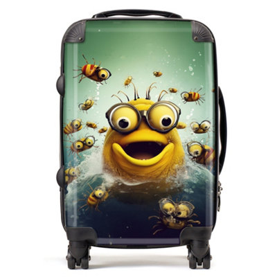 Warren Reed Designer Happy Worm And Bees Splashart SuitcaseCabin from B&Q