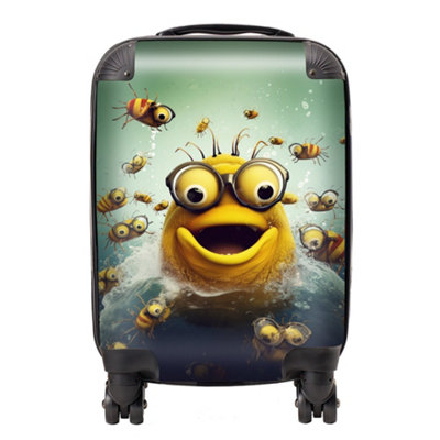 Warren Reed Designer Happy Worm And Bees Splashart SuitcaseSmall from B&Q
