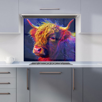 Warren Reed Designer Vibrant Highland Cow Kitchen Splashback