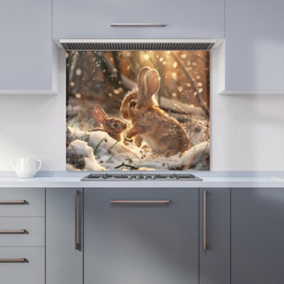 Warren Reed Designer Winter Woodland Rabbits Kitchen Splashback from B&Q