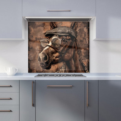 Warren Reed Designer Dapper Horse With Tweed Cap Kitchen Splashback from B&Q