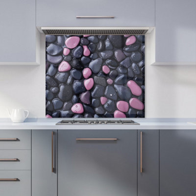 Warren Reed Designer Blush And Charcoal Pebble Mix Kitchen Splashback from B&Q