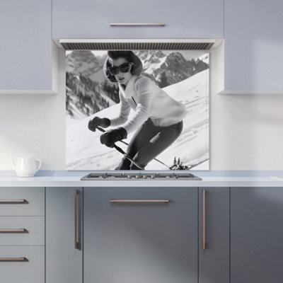 Warren Reed Designer Vintage Skiing Chic Kitchen Splashback from B&Q