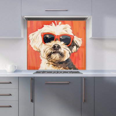 Warren Reed Designer Cool Pup In Sunglasses Kitchen Splashback from B&Q