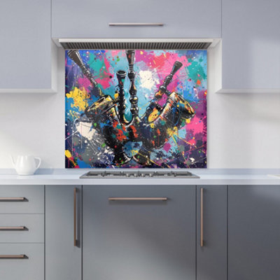 Warren Reed Designer Scottish Bagpipes Splashart Kitchen Splashback from B&Q