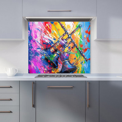 Warren Reed Designer Vibrant Scottish Bagpipes Burst Kitchen Splashback from B&Q