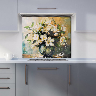 Warren Reed Designer Elegant Jasmine Bloom Splash Kitchen Splashback from B&Q
