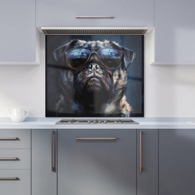 Warren Reed Designer Cool Pug With Midnight Shades Kitchen Splashback from B&Q
