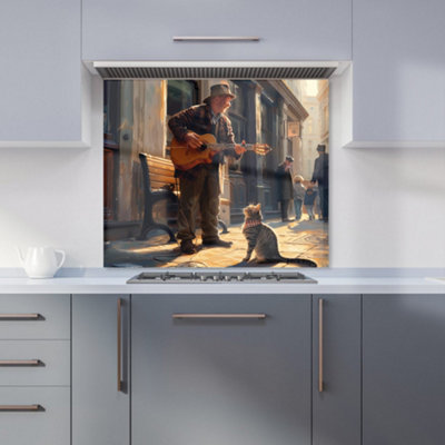 Warren Reed Designer Busker's Melody And The Cat Kitchen Splashback from B&Q