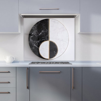 Warren Reed Designer Sleek Yin Yang Marble Design Kitchen Splashback from B&Q
