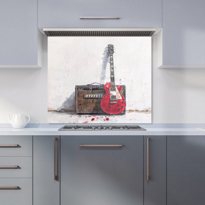 Warren Reed Designer Red Guitar: Echoes Of Rock Kitchen Splashback from B&Q