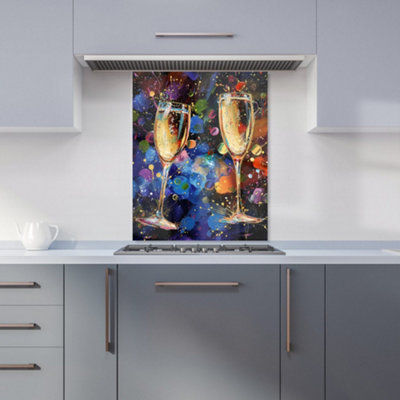 Warren Reed Designer Splashart Champagne Flutes Kitchen Splashback from B&Q