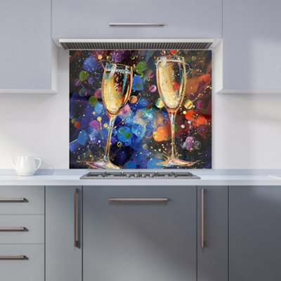 Warren Reed Designer Splashart Champagne Flutes Kitchen Splashback from B&Q