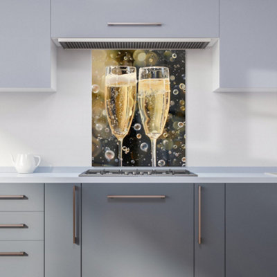 Warren Reed Designer Splashart Bubbly Champagne Flues Kitchen Splashback from B&Q