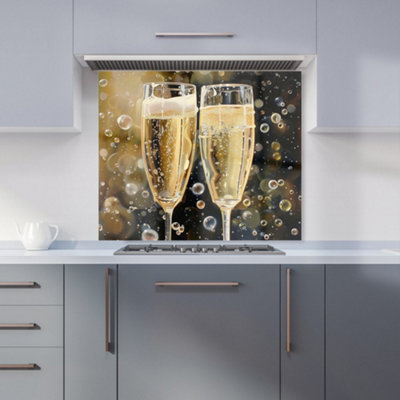 Warren Reed Designer Splashart Bubbly Champagne Flues Kitchen Splashback from B&Q