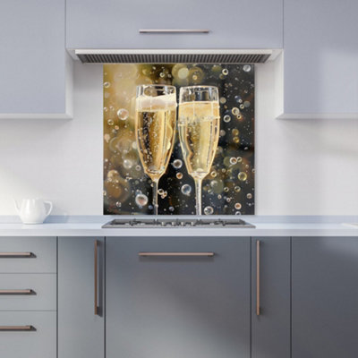 Warren Reed Designer Splashart Bubbly Champagne Flues Kitchen Splashback from B&Q