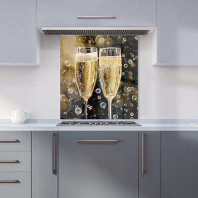 Warren Reed Designer Splashart Bubbly Champagne Flues Kitchen Splashback from B&Q