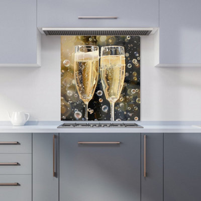Warren Reed Designer Splashart Bubbly Champagne Flues Kitchen Splashback from B&Q