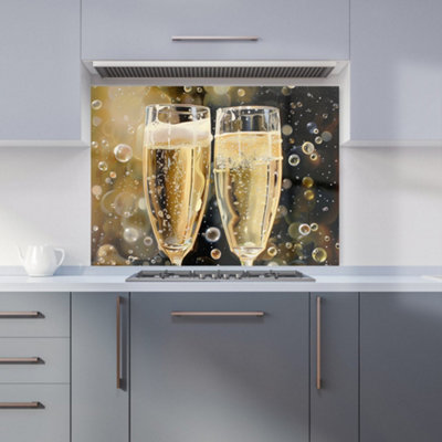 Warren Reed Designer Splashart Bubbly Champagne Flues Kitchen Splashback from B&Q