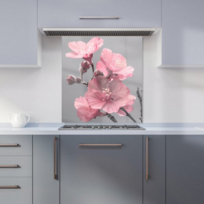 Warren Reed Designer Delicate Pink Flowers Kitchen Splashback from B&Q