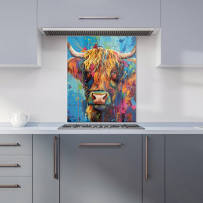 Warren Reed Designer Splashart Highland Cow Kitchen Splashback from B&Q