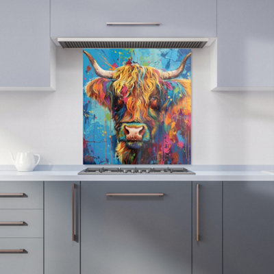 Warren Reed Designer Splashart Highland Cow Kitchen Splashback from B&Q