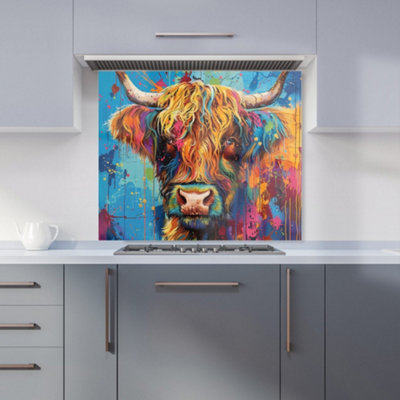 Warren Reed Designer Splashart Highland Cow Kitchen Splashback from B&Q