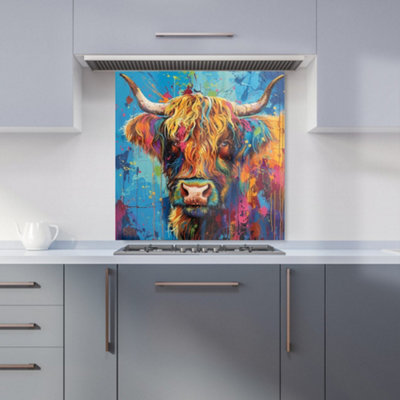 Warren Reed Designer Splashart Highland Cow Kitchen Splashback from B&Q