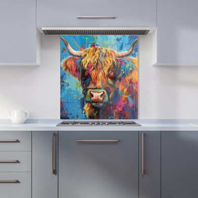 Warren Reed Designer Splashart Highland Cow Kitchen Splashback from B&Q