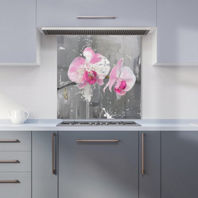 B&Q -  Pink Orchids Splashart Kitchen Splashback