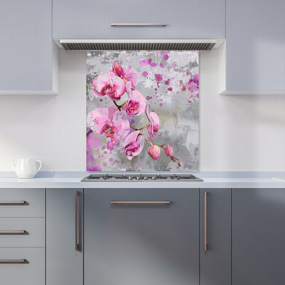 Warren Reed Designer Orchids Splashart Kitchen Splashback from B&Q