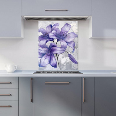 Warren Reed Designer Purple Lilies Kitchen Splashback from B&Q