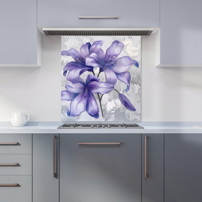Warren Reed Designer Purple Lilies Kitchen Splashback from B&Q