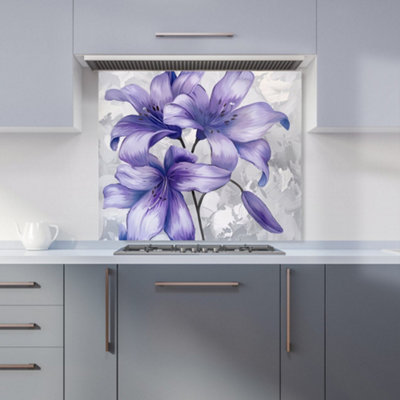Warren Reed Designer Purple Lilies Kitchen Splashback from B&Q