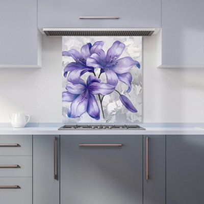 Warren Reed Designer Purple Lilies Kitchen Splashback from B&Q