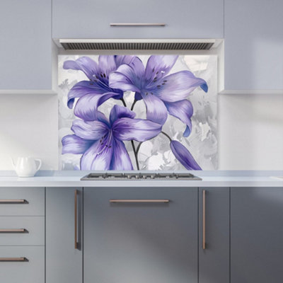 Warren Reed Designer Purple Lilies Kitchen Splashback from B&Q