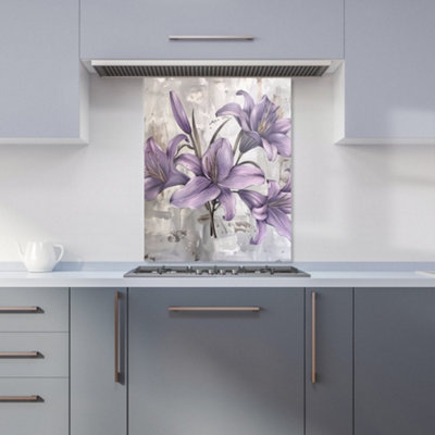 Warren Reed Designer Purple Lilies In Bloom Kitchen Splashback from B&Q