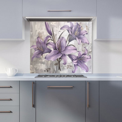 Warren Reed Designer Purple Lilies In Bloom Kitchen Splashback from B&Q