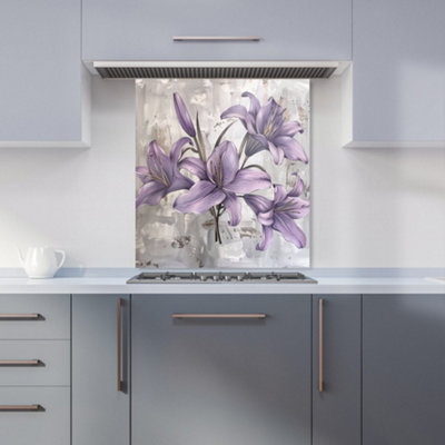 Warren Reed Designer Purple Lilies In Bloom Kitchen Splashback from B&Q