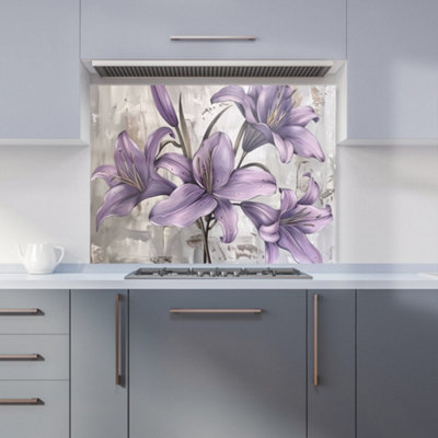 Warren Reed Designer Purple Lilies In Bloom Kitchen Splashback from B&Q