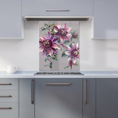 Warren Reed Designer Purple Passion Flowers Kitchen Splashback from B&Q